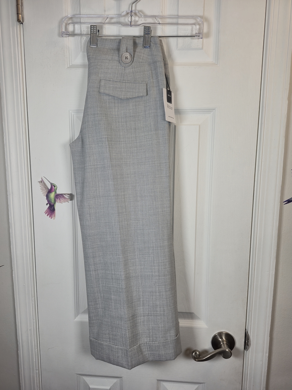 Express Design Studio The Editor Gray Y2K Wide Leg Cuffed Trousers Size 2 - Picture 4 of 6